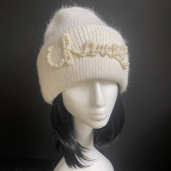 NWT Rabbit Hair Double Folded Edges knit beanie/hat